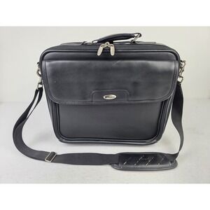 Targus Black Leather Laptop Computer Case Bag Shoulder Strap Luggage *READ*